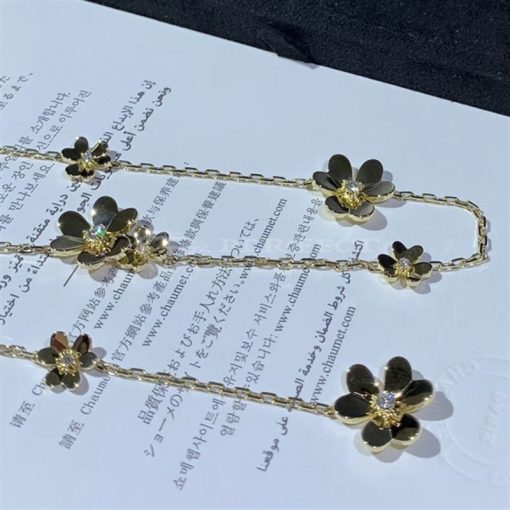 Van Cleef Arpels Frivole Necklace 9 Flowers Yellow Gold Diamond Vcard31500 (3)