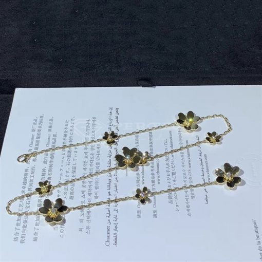 Van Cleef Arpels Frivole Necklace, 9 Flowers Yellow Gold, Diamond VCARD31500