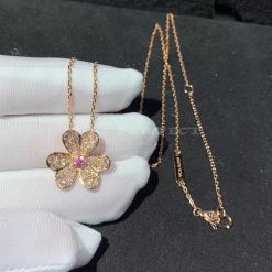 Van Cleef Arpels Frivole Pendant, Small Model Rose Gold, Diamond, Sapphire VCARP6L400