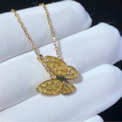 Van Cleef Arpels Two Butterfly Pendant Yellow Gold, Diamond, Sapphire VCARO3M300