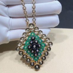 Van Cleef Arpels Bouton D'or Pendant with Detachable Brooch Yellow Gold, Chrysoprase, Onyx, Diamonds VCARO9MU00