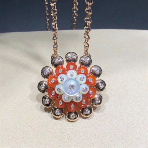 Van Cleef Arpels Bouton D'or Pendant with Detachable Brooch Rose gold, mother-of-pearl, carnelian, diamonds VCARO9J800