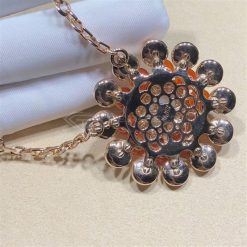 Van Cleef Arpels Bouton D'or Pendant with Detachable Brooch Rose gold, mother-of-pearl, carnelian, diamonds VCARO9J800