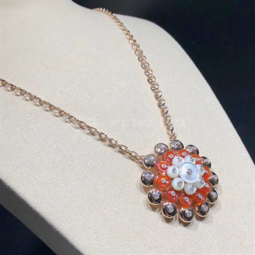 Van Cleef Arpels Bouton D'or Pendant with Detachable Brooch Rose gold, mother-of-pearl, carnelian, diamonds VCARO9J800