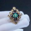 Van Cleef Arpels Bouton D'or Ring Yellow Gold, Chrysoprase, Diamond, Onyx VCARO9MW00