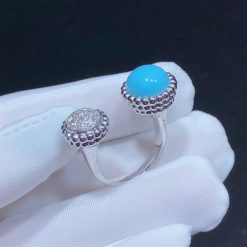 Van Cleef Arpels Perlée Couleurs Between the Finger Ring White Gold, Diamond, Turquoise VCARO9SW00