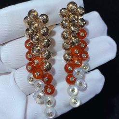 Van Cleef Arpels Bouton D'or Earrings Rose Gold, Carnelian, Diamond, Mother-of-pearl VCARO77300