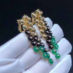 Van Cleef Arpels Bouton D'or Earrings Yellow Gold, Chrysoprase, Diamond, Onyx VCARO77200