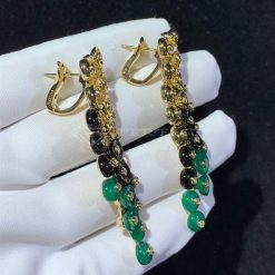 Van Cleef Arpels Bouton D'or Earrings Yellow Gold, Chrysoprase, Diamond, Onyx VCARO77200