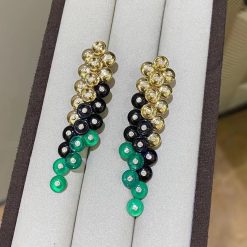 Van Cleef Arpels Bouton D'or Earrings Yellow Gold, Chrysoprase, Diamond, Onyx VCARO77200