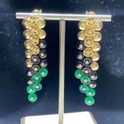 Van Cleef Arpels Bouton D'or Earrings Yellow Gold, Chrysoprase, Diamond, Onyx VCARO77200