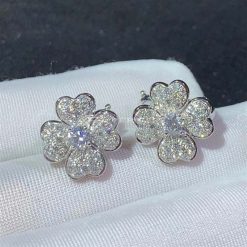 Van Cleef Arpels Cosmos Earrings, Small Model White Gold, Diamond VCARO68N00