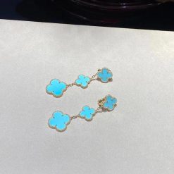 Van Cleef Arpels Magic Alhambra Earrings, 3 Motifs Turquoise