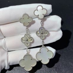 Van Cleef Arpels Magic Alhambra Earrings, 3 Motifs White mother of pearl