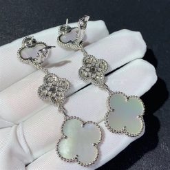 Van Cleef Arpels Magic Alhambra Earrings, 3 Motifs White mother of pearl