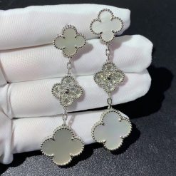 Van Cleef Arpels Magic Alhambra Earrings, 3 Motifs White mother of pearl