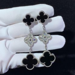 Van Cleef Arpels Magic Alhambra Earrings, 3 Motifs Onxy