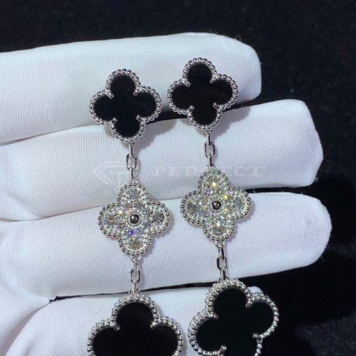 Van Cleef Arpels Magic Alhambra Earrings, 3 Motifs Onxy