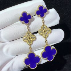 Van Cleef Arpels Magic Alhambra Earrings, 3 Motifs Lapis Lazuli