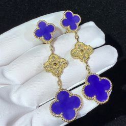 Van Cleef Arpels Magic Alhambra Earrings, 3 Motifs Lapis Lazuli