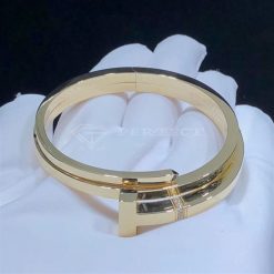 Tiffany Co Tiffany T Square Wrap Diamond 18k Gold Cuff Bracelet (1)