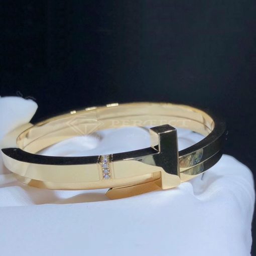 Tiffany & Co. Tiffany T Square Wrap Diamond & 18k Gold Cuff Bracelet