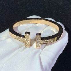 Tiffany T Pavé Diamond Square Bracelet in 18k Gold