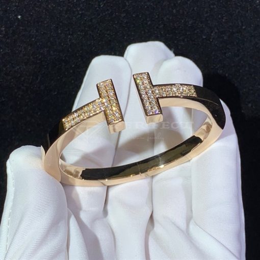 Tiffany T Pavé Diamond Square Bracelet in 18k Gold