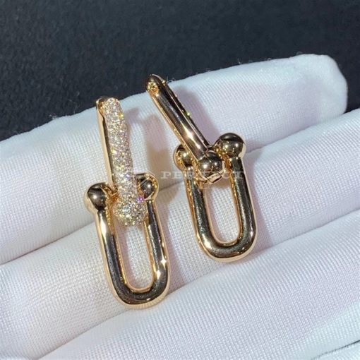 Tiffany HardWear Link Earrings in 18k Rose Gold with Pavé Diamonds