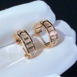 Tiffany Co Atlas Diamond 18k Rose Gold Hoop Earrings (1)