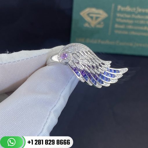 Garrard Wings Embrace Bird of Paradise Ring In 18ct White Gold with Diamonds and Sapphires