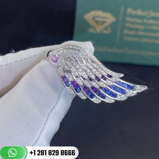 Garrard Wings Embrace Bird of Paradise Ring In 18ct White Gold with Diamonds and Sapphires