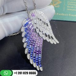 Garrard Wings Embrace Bird of Paradise Slider Pendant In 18ct White Gold with Diamonds and Sapphires