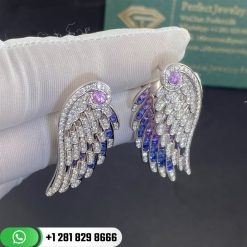 Garrard Wings Embrace Bird of Paradise Drop Earrings In 18ct White Gold with Diamonds and Sapphires