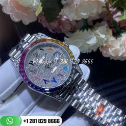 Rolex Datejust 41 Diamond Rainbow Bezel Arabic 41mm Steel Jubilee Watch 126300 Custom Watches Coral (1)