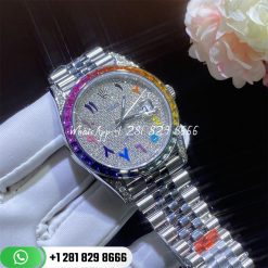 Rolex Datejust 41 Diamond Rainbow Bezel Arabic 41mm Steel Jubilee Watch 126300 Custom Watches Coral (2)