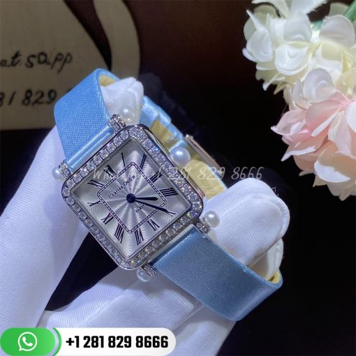 Charles Oudin Pansy Retro 24mm Medium 18 Karat White Gold Satin Pearl And Diamond Watch Custom Watches (4)