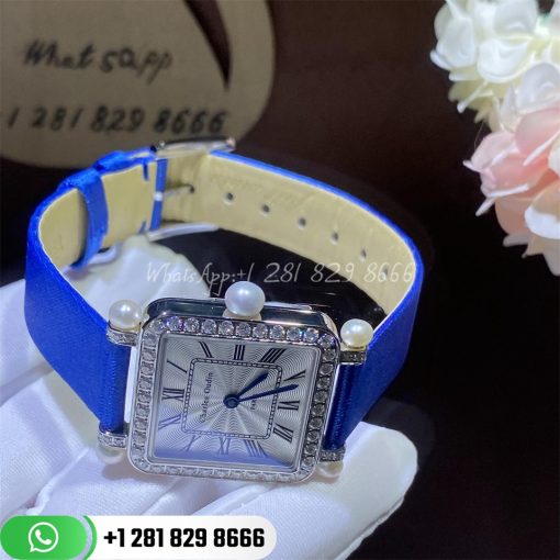 Charles Oudin Pansy Retro With Pearls Watch Medium 24mm Royal Blue Straps Custom Watches Coral (6)