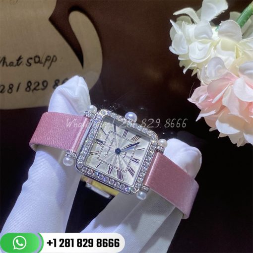Charles Oudin Pansy Retro With Pearls Watch Medium 24mm Pink Straps Custom Watches Coral (4)