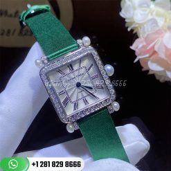 Charles Oudin Pansy Retro With Pearls Watch Medium 24mm Green Straps Custom Watches Coral (1)