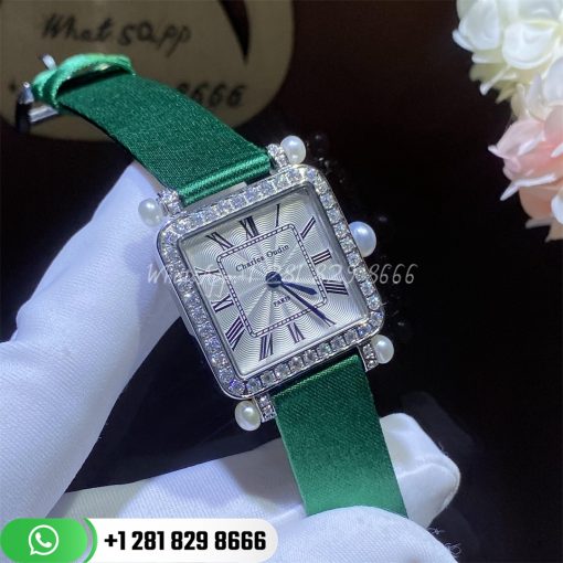 Charles Oudin Pansy Retro With Pearls Watch Medium 24mm Green Straps Custom Watches Coral (3)