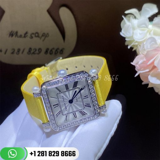 Charles Oudin Pansy Retro With Pearls Watch Medium 24mm Yellow Straps Custom Watches Coral (5)