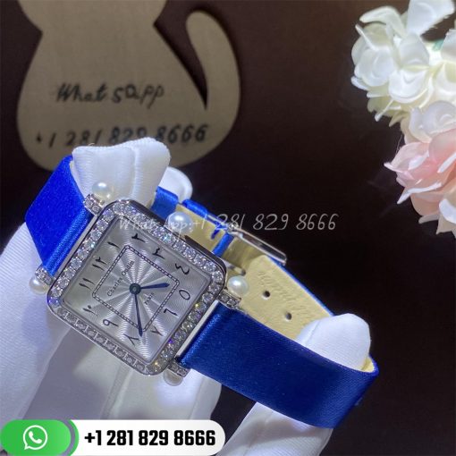 Charles Oudin Pansy Retro With Pearls Watch Medium 24mm Arabic Style Blue Straps Custom Watches Coral (4)