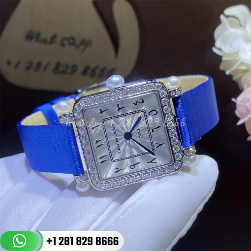 Charles Oudin Pansy Retro With Pearls Watch Medium 24mm Arabic Style Blue Straps Custom Watches Coral (5)