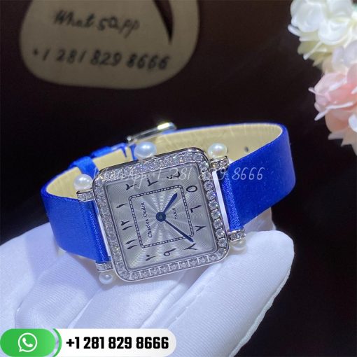 Charles Oudin Pansy Retro With Pearls Watch Medium 24mm Arabic Style Blue Straps Custom Watches Coral (7)