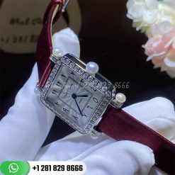 Charles Oudin Pansy Retro With Pearls Watch Medium 24mm Arabic Style Maroon Straps Custom Watches Coral (2)