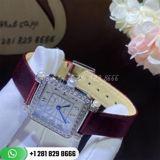 Charles Oudin Pansy Retro With Pearls Watch Medium 24mm Arabic Style Maroon Straps Custom Watches Coral (4)