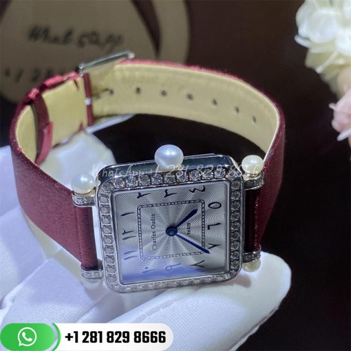 Charles Oudin Pansy Retro With Pearls Watch Medium 24mm Arabic Style Maroon Straps Custom Watches Coral (7)