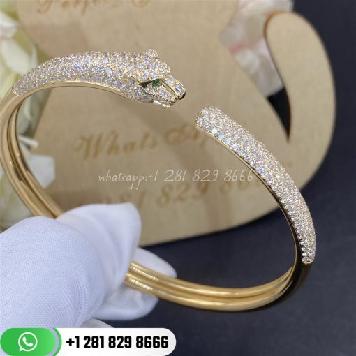 Cartier panthere de cartier bracelet yellow gold onyx emeralds diamonds n6718117 custom jewelry (7)