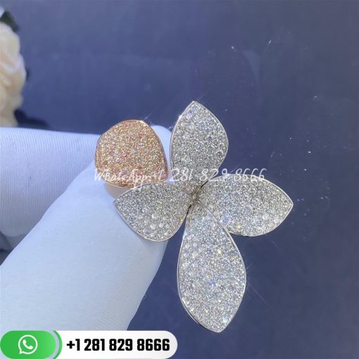 Pasquale bruni giardini segreti flower ring with diamonds 18k rose gold and white gold custom jewelry (2)